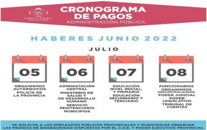 El martes 5 de julio inicia el cronograma de pagos a los estatales de Jujuy