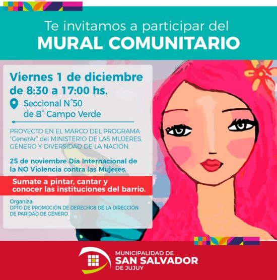 El municipio capitalino invita a participar de la elaboración de un Mural Comunitario en Campo Verde