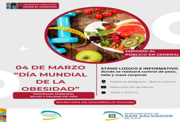 Realizarán un stand informativo en la Peatonal Belgrano por el Día Mundial de la Obesidad