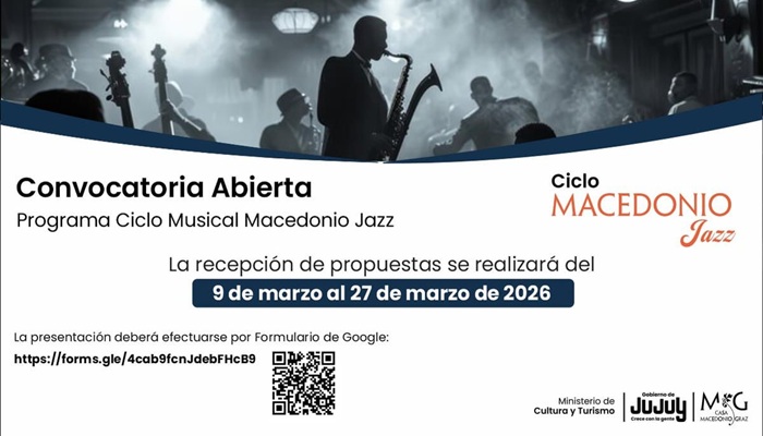 Cultura abre convocatoria para el Ciclo Musical Macedonio Jazz 2026