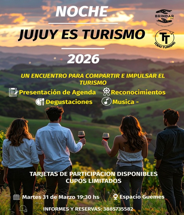 Preparan la “Noche Jujuy es Turismo 2026”: Encuentro del sector con agenda, reconocimientos y espacio social