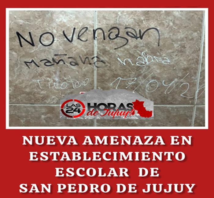 También en San Pedro de Jujuy alerta por amenaza en una escuela y activan protocolo de seguridad