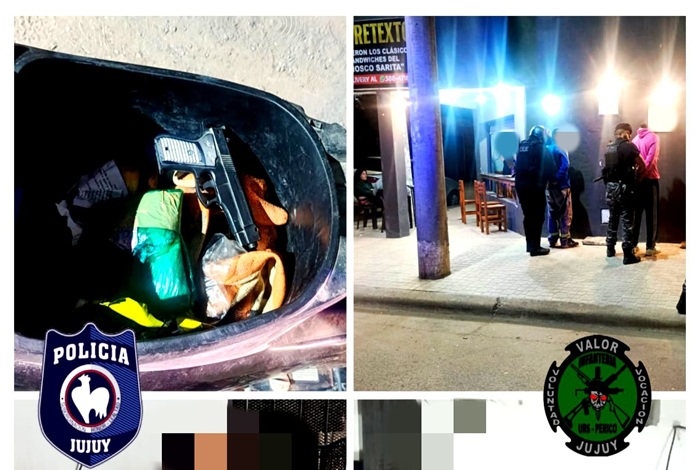 Perico: Tras una persecución, cayeron dos sujetos que habrían amenazado a una mujer con un arma