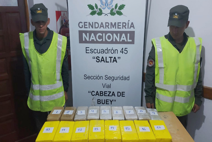 Viajaban desde Jujuy a Chubut con 18 kg de drogas