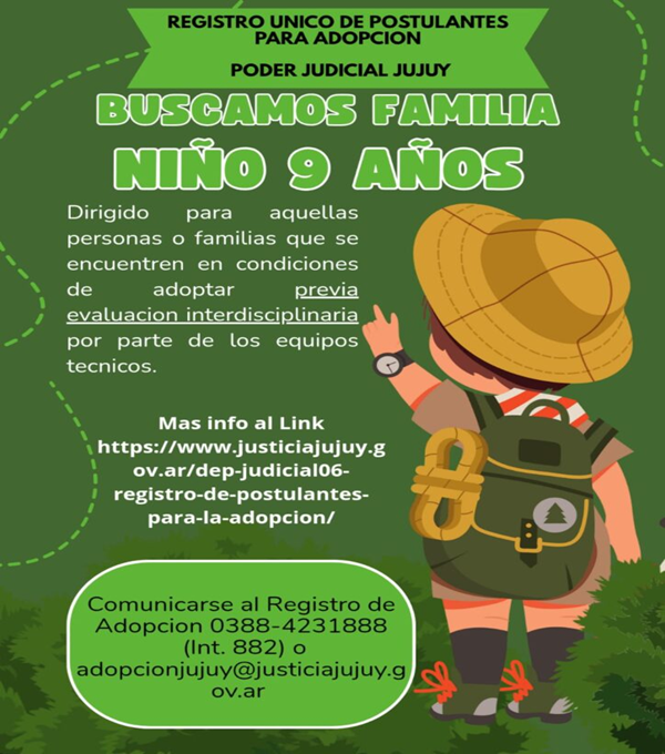 Convocatoria pública en Jujuy para la adopción de un niño…