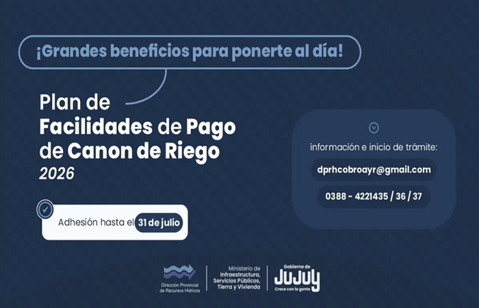 Canon de riego: Este es el último mes para adherirse…