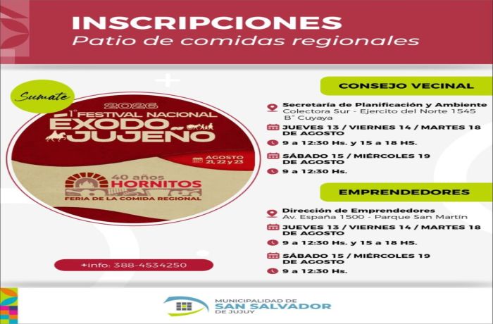 La Municipalidad abrió la convocatoria para participar de la 40ª edición de “Los Hornitos”
