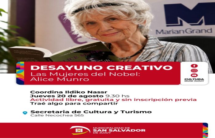 Alice Munro será protagonista de una nueva edición de “Desayuno Creativo”
