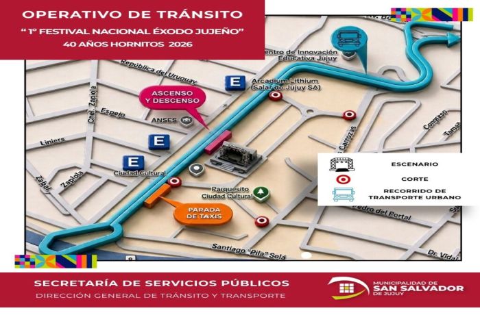 El transporte urbano tendrá desvíos y cambios de recorrido durante el Festival del Éxodo