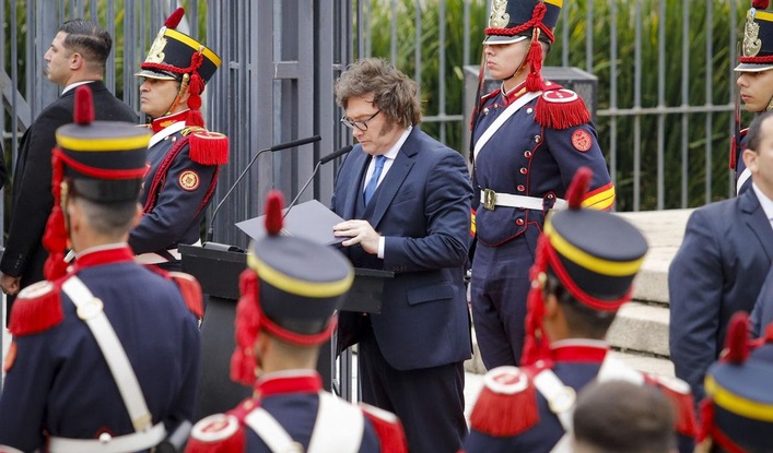 Javier Milei encabezo el acto por San Martín en Retiro