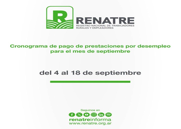 RENATRE realizará los pagos de la prestación por desempleo del…
