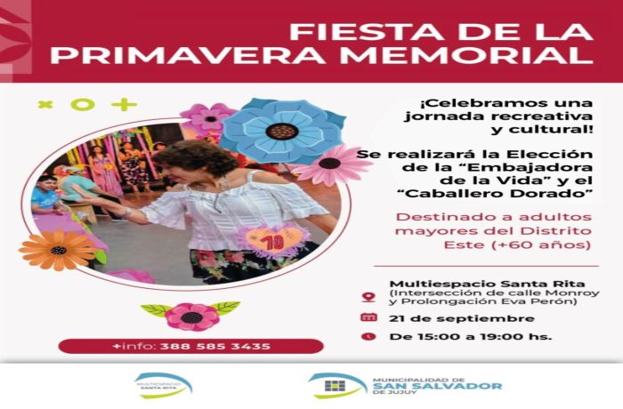 Adultos mayores celebrarán la llegada de la primavera con una jornada especial en Santa Rita