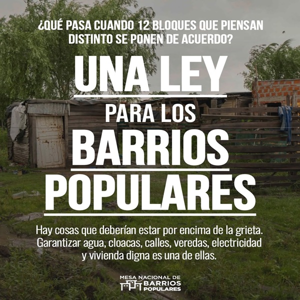 Acuerdo histórico en el Congreso: Más de 140 diputados buscan blindar por 10 años las obras en barrios populares