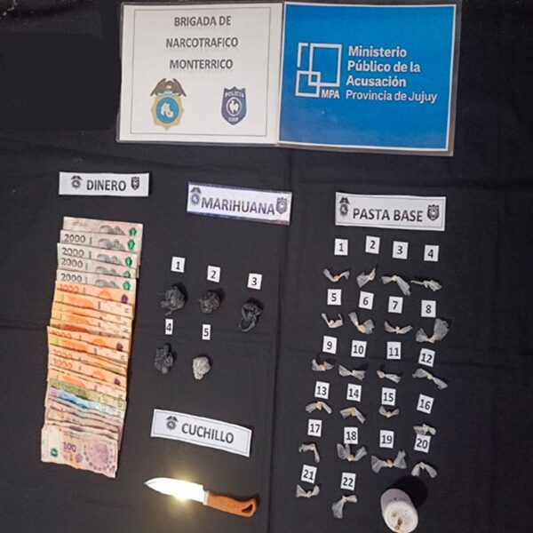 En El Carmen demoraron a un adolescente y secuestraron dosis de estupefacientes destinadas a la comercialización