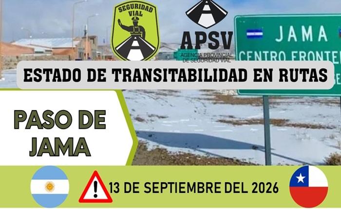 Paso de Jama: Habilitado para todo tránsito este domingo con 6 grados bajo cero