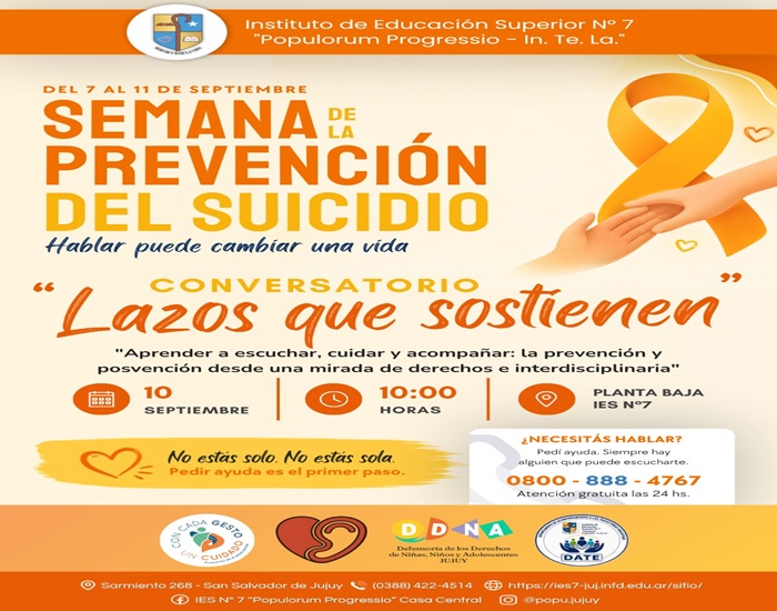 Semana de Prevención y Posvención del Suicidio: “Lazos que Sostienen”