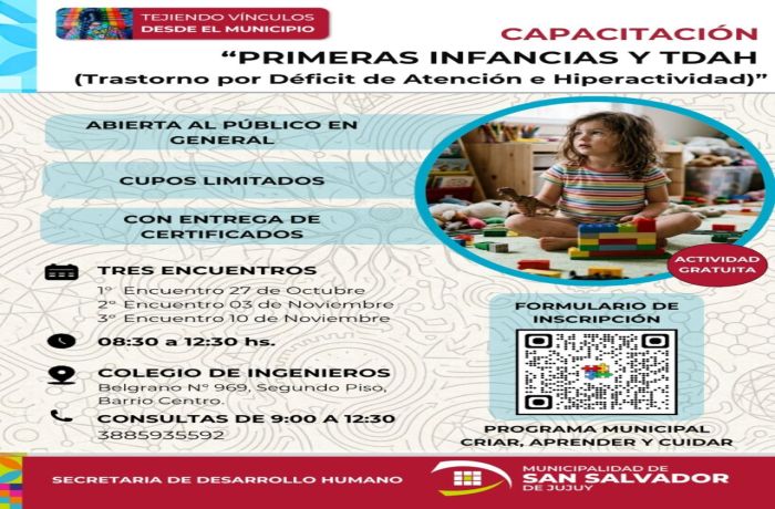 Capital: Realizarán una capacitación gratuita sobre primeras infancias y TDAH
