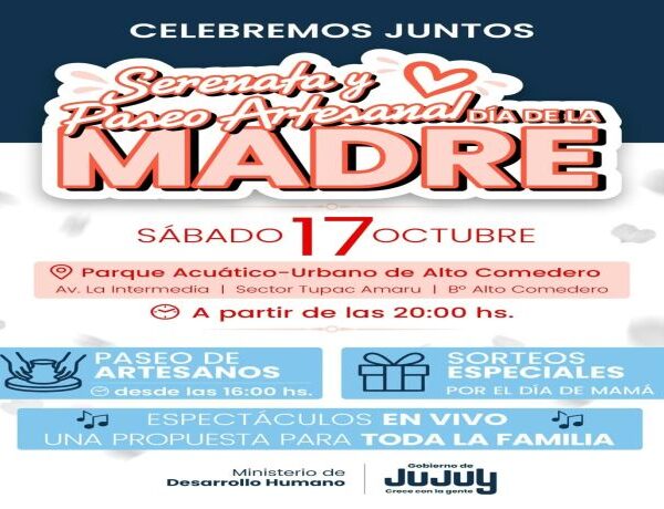 Día de la Madre en Jujuy: Habrá una serenata y feria de artesanos en el Parque Urbano de Alto Comedero