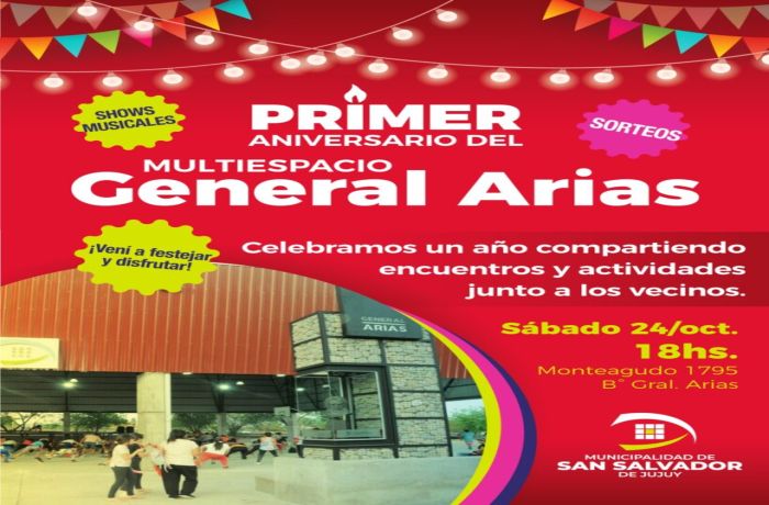 Este sábado festejan el primer aniversario del Multiespacio General Arias con entrada libre y gratuita