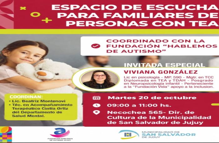 Familiares de personas con TEA podrán acceder a un espacio de escucha y acompañamiento emociona