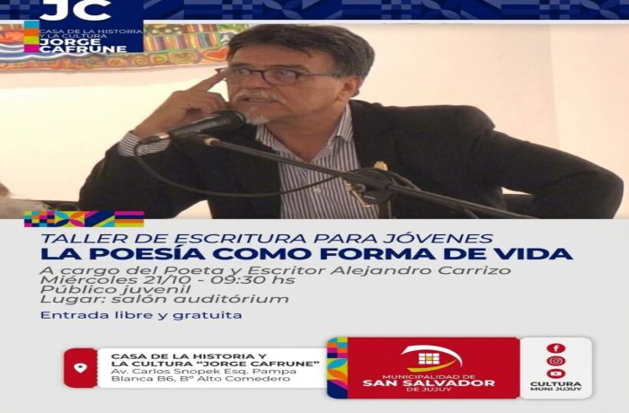 Alejandro Carrizo encabezará un taller de escritura poética en la Casa Jorge Cafrune