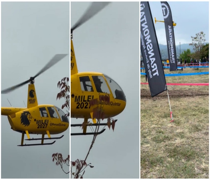 El diputado Quintar ploteó un helicóptero con el mensaje «Milei 2027» y sobrevoló Jujuy