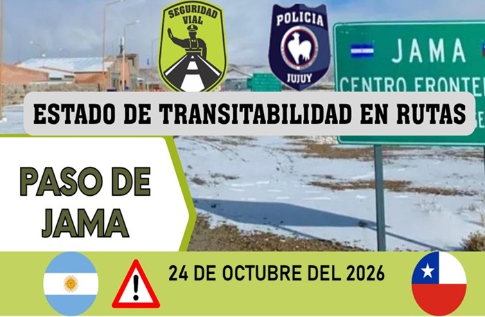 El Paso de Jama permanece no habilitado por hielo y nieve en la ruta