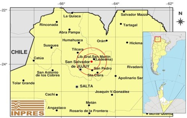 Un sismo de magnitud 3,4 se registró en el Departamento de Ledesma